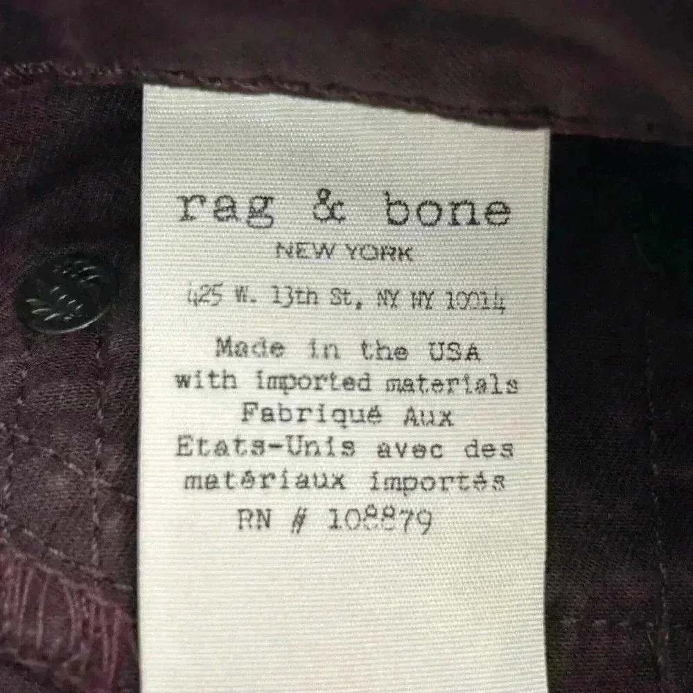 Rag & Bone Legging Jeans Women’s 27 Maroon Burgandy Slim Skinny Casual Pants - Picture 9 of 12